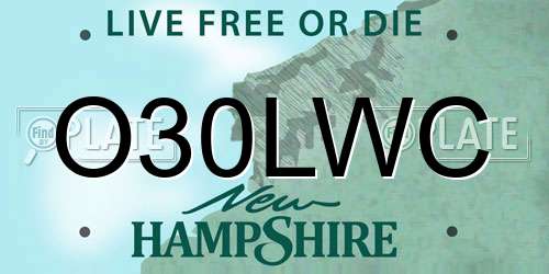 O30LWC New Hampshire License Plate
