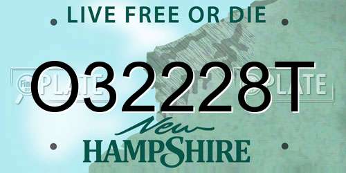 O32228T New Hampshire License Plate