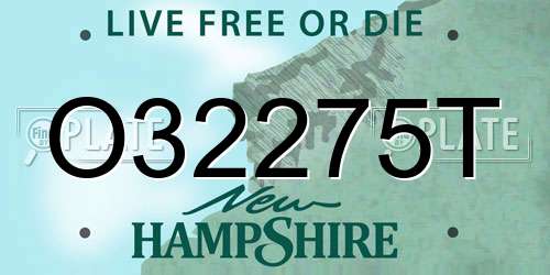 O32275T New Hampshire License Plate