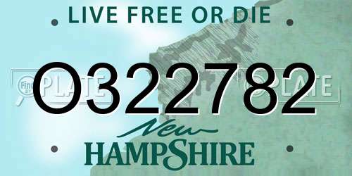 O322782 New Hampshire License Plate