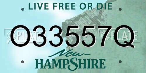 O33557Q New Hampshire License Plate