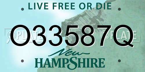 O33587Q New Hampshire License Plate