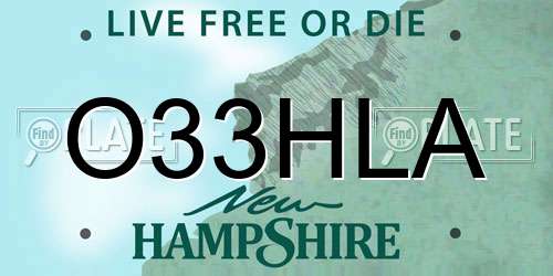 O33HLA New Hampshire License Plate