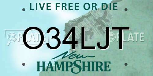 O34LJT New Hampshire License Plate