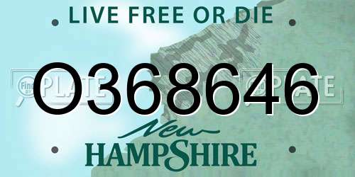 O368646 New Hampshire License Plate