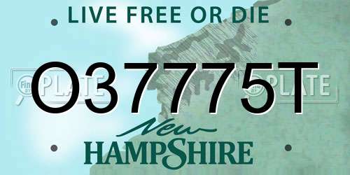 O37775T New Hampshire License Plate