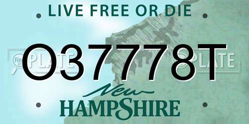 O37778T New Hampshire License Plate