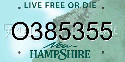 O385355 New Hampshire License Plate