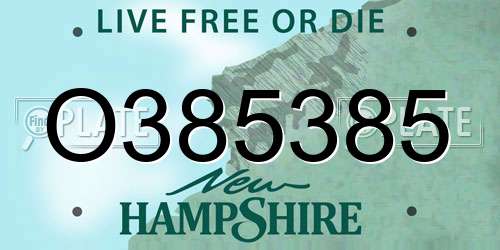 O385385 New Hampshire License Plate