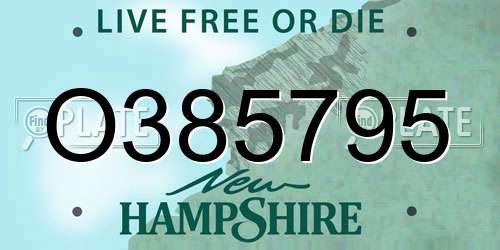 O385795 New Hampshire License Plate