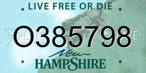 O385798 New Hampshire License Plate