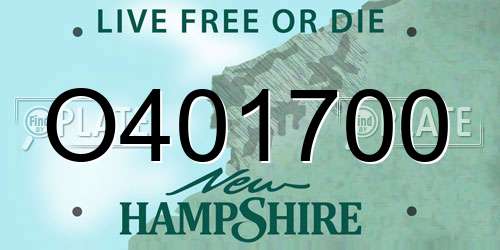 O401700 New Hampshire License Plate