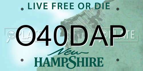 O40DAP New Hampshire License Plate