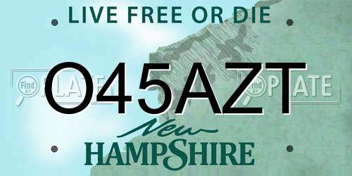 O45AZT New Hampshire License Plate
