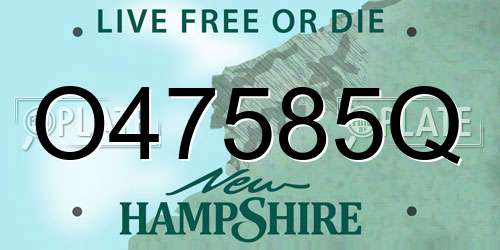 O47585Q New Hampshire License Plate