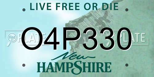 O4P330 New Hampshire License Plate
