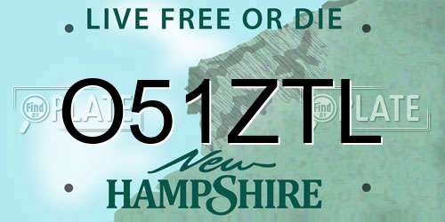 O51ZTL New Hampshire License Plate