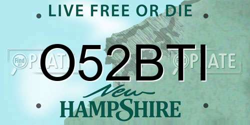 O52BTI New Hampshire License Plate