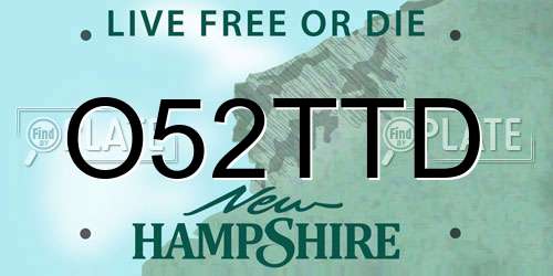 O52TTD New Hampshire License Plate