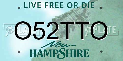 O52TTO New Hampshire License Plate