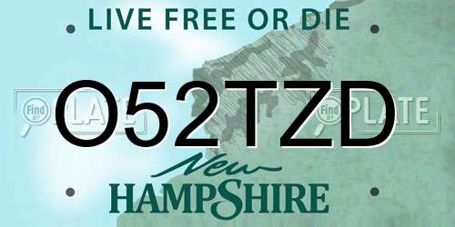 O52TZD New Hampshire License Plate
