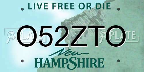 O52ZTO New Hampshire License Plate