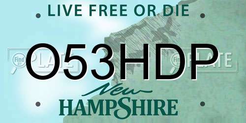 O53HDP New Hampshire License Plate