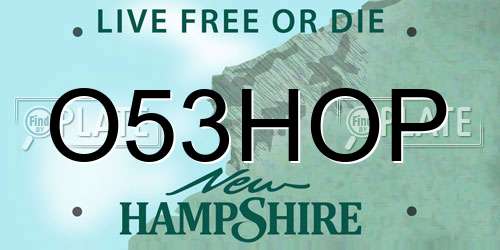 O53HOP New Hampshire License Plate