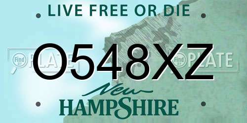 O548XZ New Hampshire License Plate