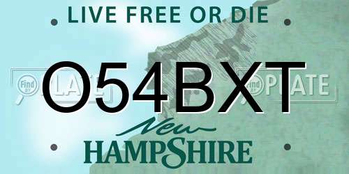 O54BXT New Hampshire License Plate