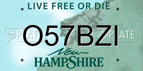 O57BZI New Hampshire License Plate