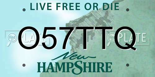 O57TTQ New Hampshire License Plate