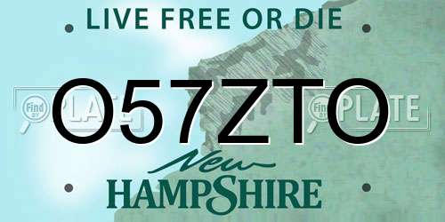 O57ZTO New Hampshire License Plate