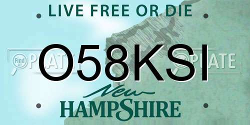 O58KSI New Hampshire License Plate