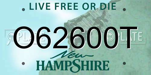 O62600T New Hampshire License Plate