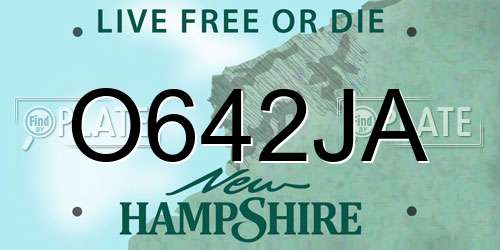 O642JA New Hampshire License Plate