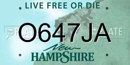 O647JA New Hampshire License Plate