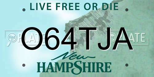 O64TJA New Hampshire License Plate