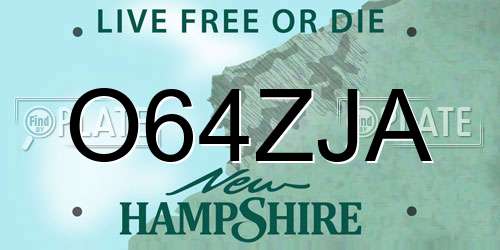 O64ZJA New Hampshire License Plate