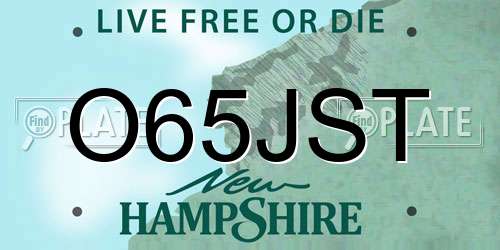 O65JST New Hampshire License Plate