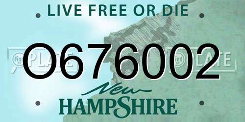O676002 New Hampshire License Plate