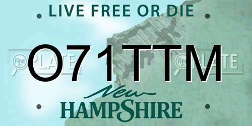 O71TTM New Hampshire License Plate