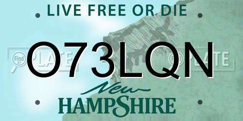 O73LQN New Hampshire License Plate