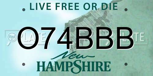 O74BBB New Hampshire License Plate