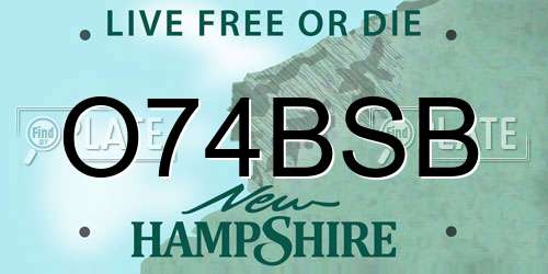 O74BSB New Hampshire License Plate
