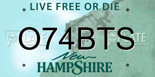 O74BTS New Hampshire License Plate