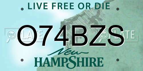 O74BZS New Hampshire License Plate