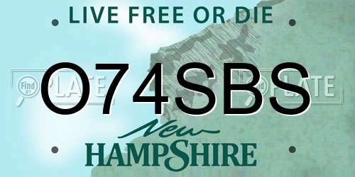 O74SBS New Hampshire License Plate