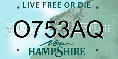 O753AQ New Hampshire License Plate