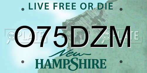 O75DZM New Hampshire License Plate